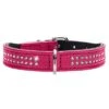 Collar De Cuero HUNTER Diamond Petit Rosa Y Negro Para Perros